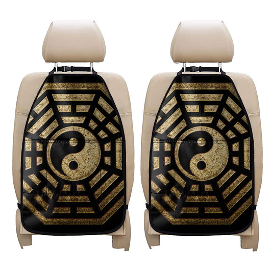 Gold Bagua Yin Yang Print Car Seat Organizers