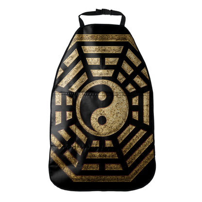 Gold Bagua Yin Yang Print Car Seat Organizers