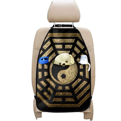 Gold Bagua Yin Yang Print Car Seat Organizers