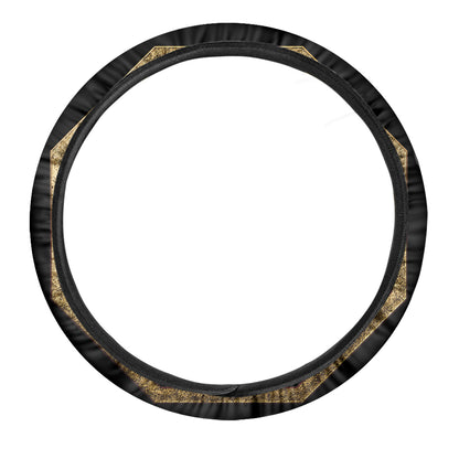 Gold Bagua Yin Yang Print Car Steering Wheel Cover