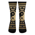 Gold Bagua Yin Yang Print Crew Socks