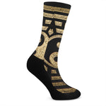Gold Bagua Yin Yang Print Crew Socks