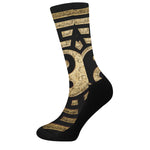 Gold Bagua Yin Yang Print Crew Socks