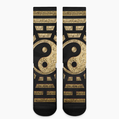 Gold Bagua Yin Yang Print Crew Socks