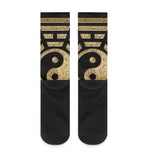 Gold Bagua Yin Yang Print Crew Socks