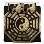 Gold Bagua Yin Yang Print Duvet Cover Bedding Set