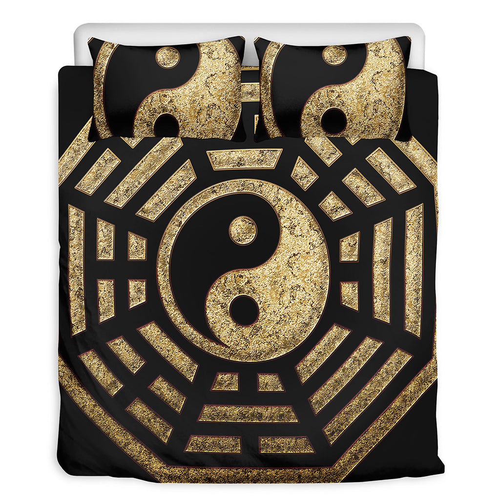 Gold Bagua Yin Yang Print Duvet Cover Bedding Set