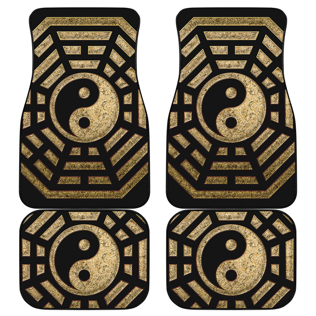 Gold Bagua Yin Yang Print Front and Back Car Floor Mats