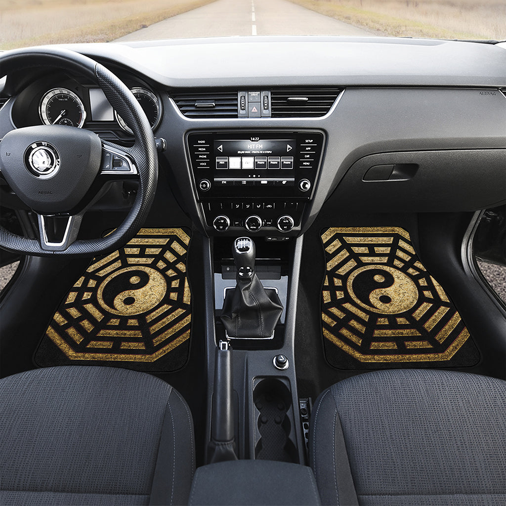Gold Bagua Yin Yang Print Front and Back Car Floor Mats