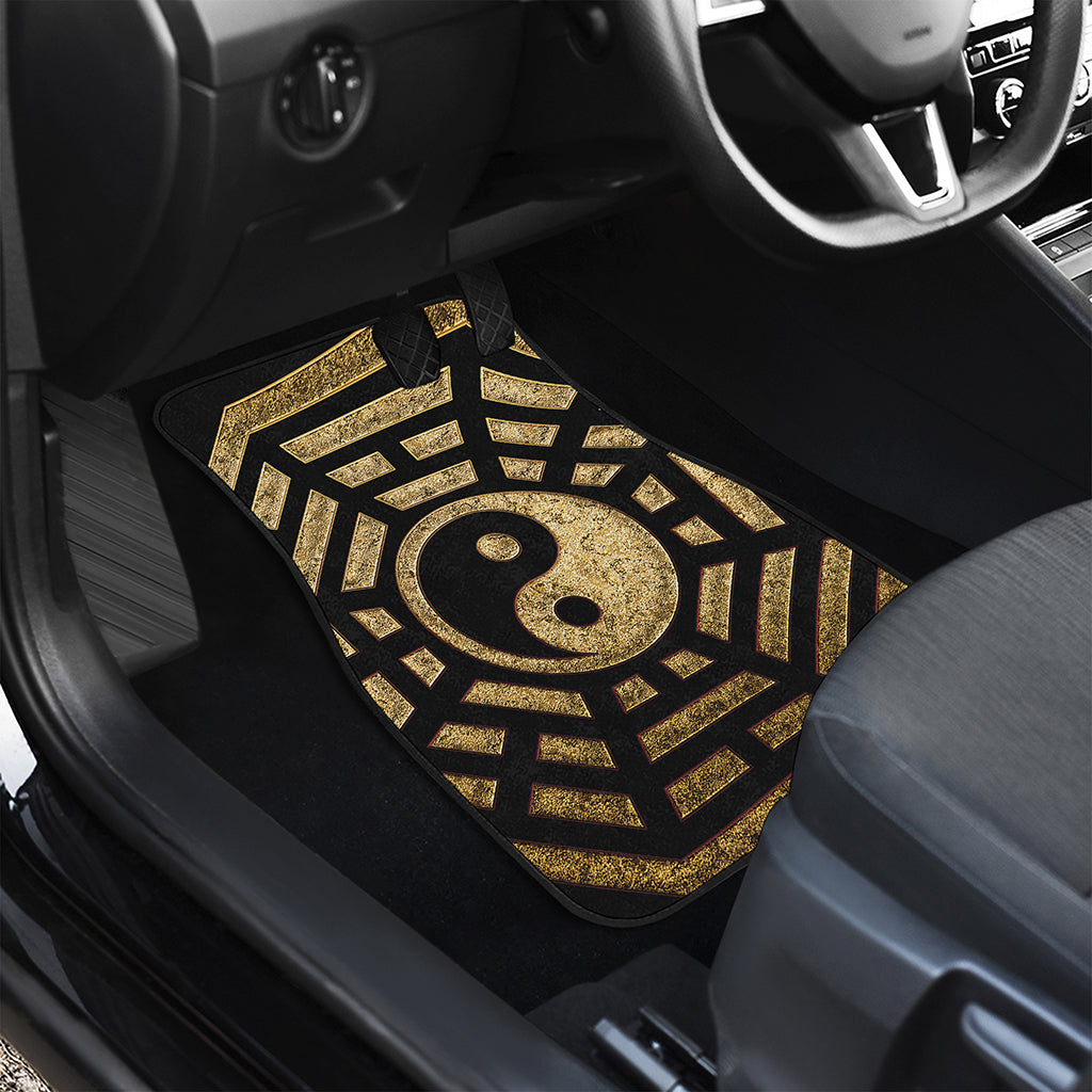 Gold Bagua Yin Yang Print Front and Back Car Floor Mats