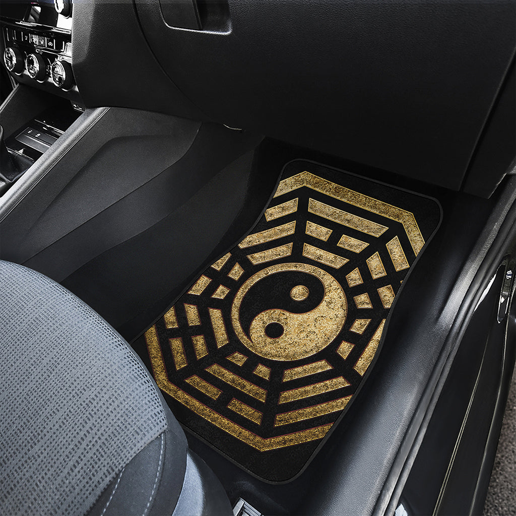 Gold Bagua Yin Yang Print Front and Back Car Floor Mats