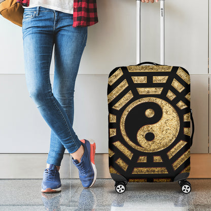 Gold Bagua Yin Yang Print Luggage Cover
