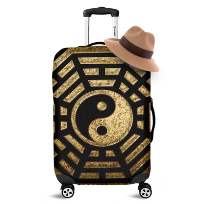 Gold Bagua Yin Yang Print Luggage Cover