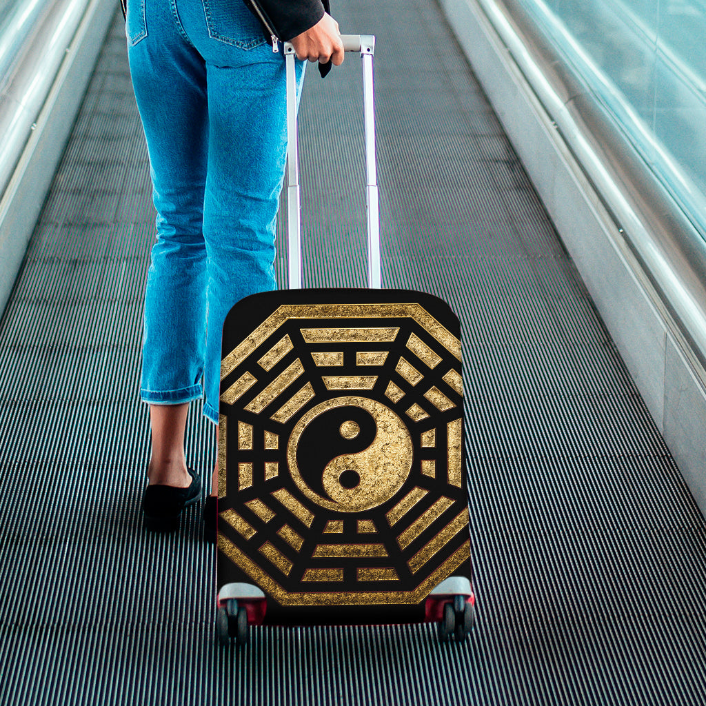Gold Bagua Yin Yang Print Luggage Cover