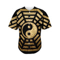 Gold Bagua Yin Yang Print Men's Baseball Jersey