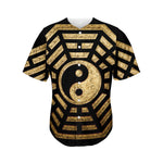 Gold Bagua Yin Yang Print Men's Baseball Jersey