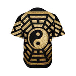 Gold Bagua Yin Yang Print Men's Baseball Jersey