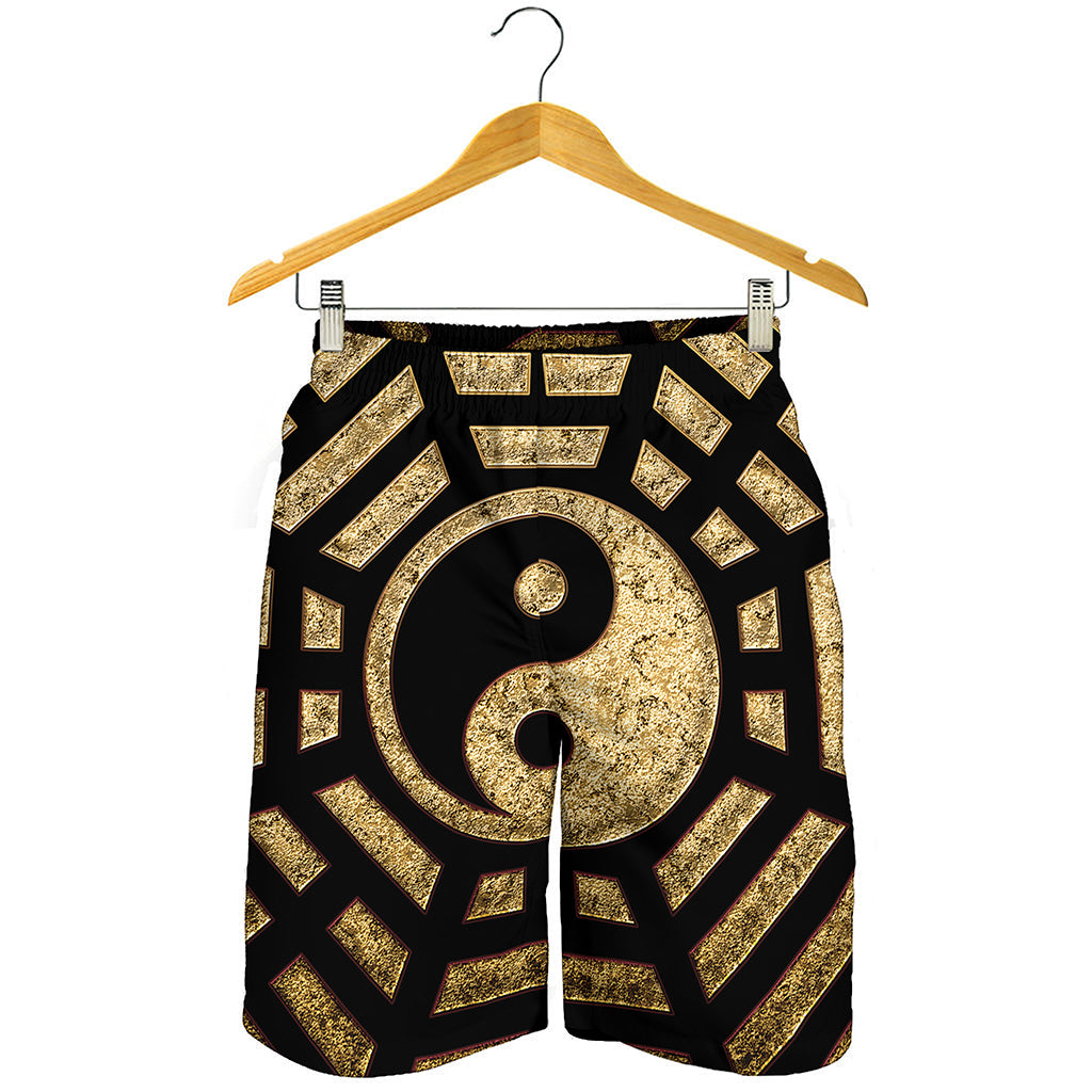 Gold Bagua Yin Yang Print Men's Shorts