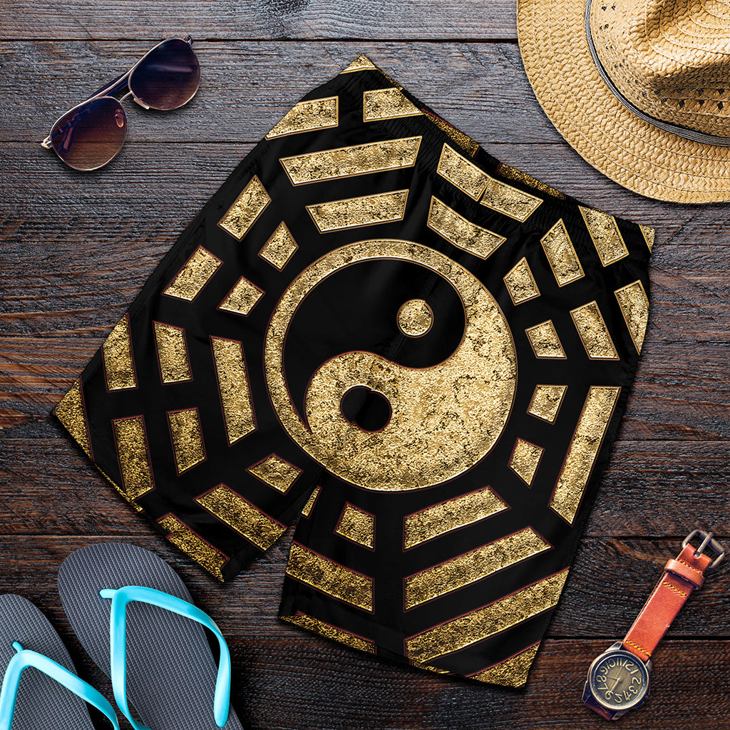 Gold Bagua Yin Yang Print Men's Shorts