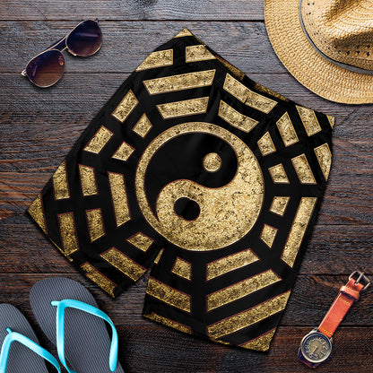 Gold Bagua Yin Yang Print Men's Shorts