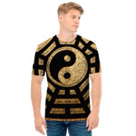 Gold Bagua Yin Yang Print Men's T-Shirt