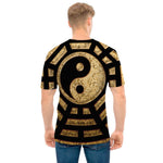 Gold Bagua Yin Yang Print Men's T-Shirt
