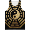 Gold Bagua Yin Yang Print Men's Tank Top