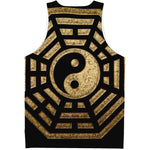 Gold Bagua Yin Yang Print Men's Tank Top