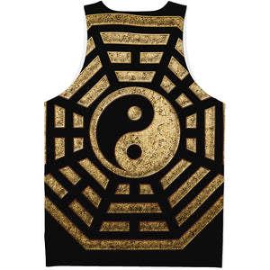 Gold Bagua Yin Yang Print Men's Tank Top