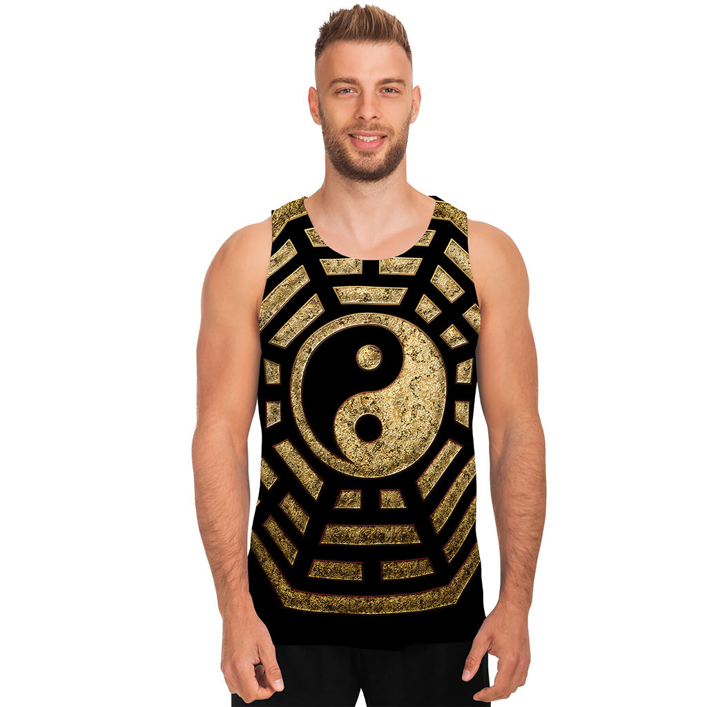 Gold Bagua Yin Yang Print Men's Tank Top