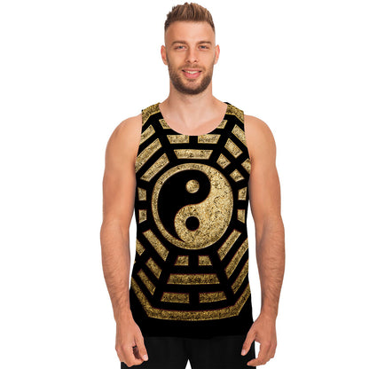 Gold Bagua Yin Yang Print Men's Tank Top