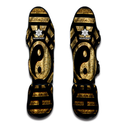 Gold Bagua Yin Yang Print Muay Thai Shin Guard