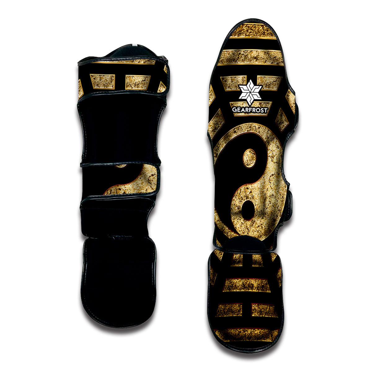 Gold Bagua Yin Yang Print Muay Thai Shin Guard