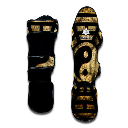 Gold Bagua Yin Yang Print Muay Thai Shin Guard