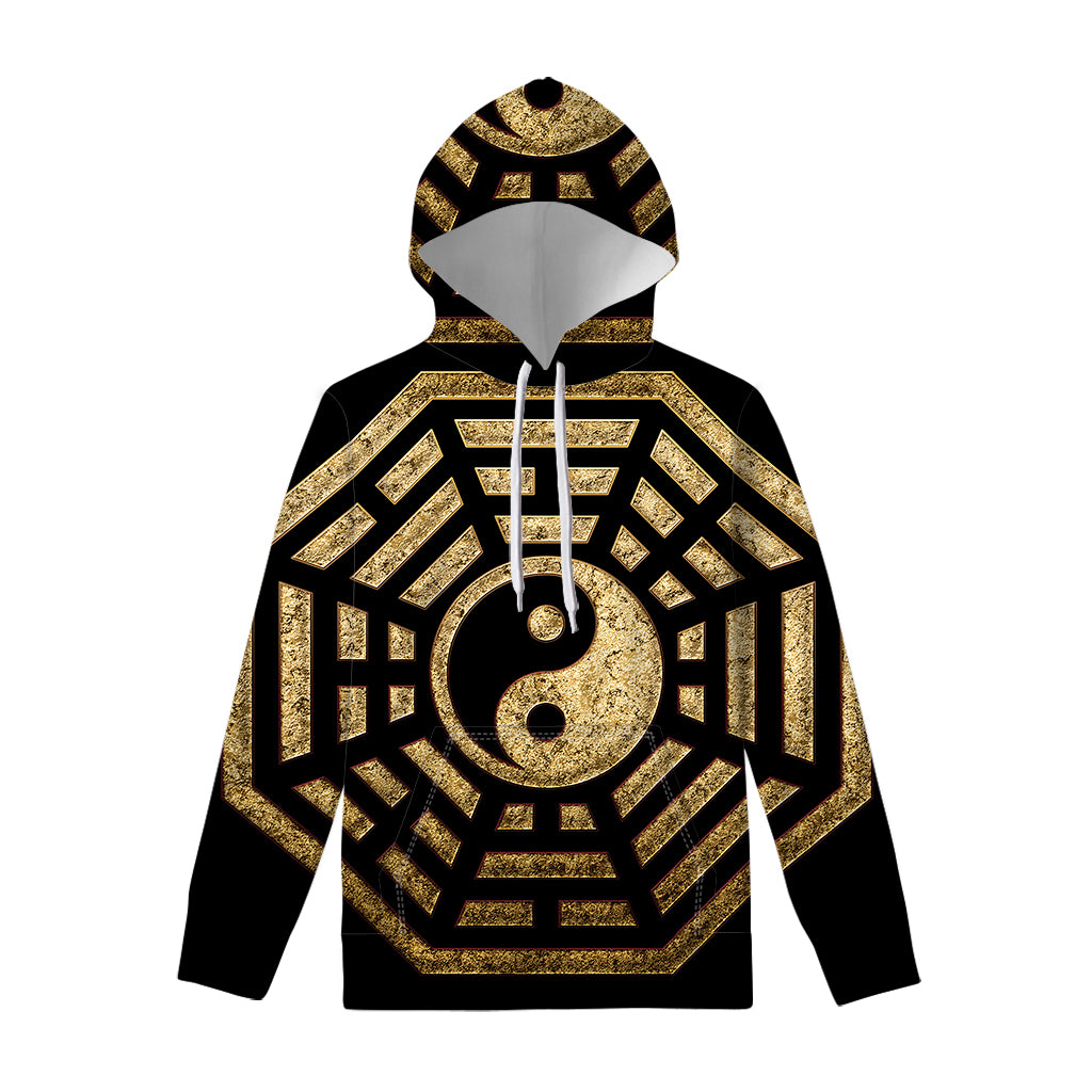 Gold Bagua Yin Yang Print Pullover Hoodie