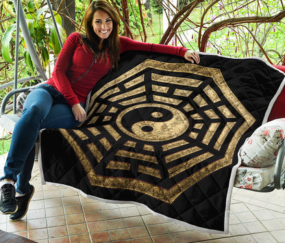 Gold Bagua Yin Yang Print Quilt