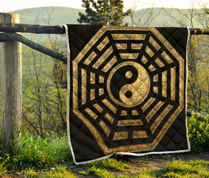 Gold Bagua Yin Yang Print Quilt