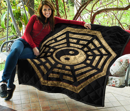 Gold Bagua Yin Yang Print Quilt