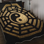 Gold Bagua Yin Yang Print Quilt Bed Set