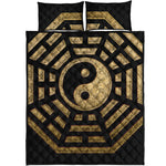 Gold Bagua Yin Yang Print Quilt Bed Set