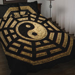 Gold Bagua Yin Yang Print Quilt Bed Set