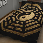 Gold Bagua Yin Yang Print Quilt Bed Set