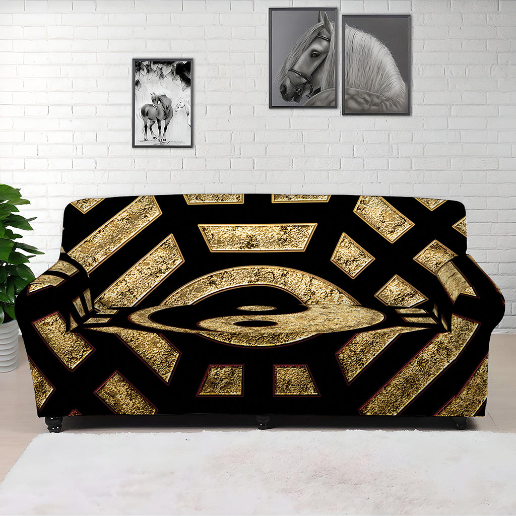 Gold Bagua Yin Yang Print Sofa Cover