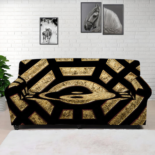 Gold Bagua Yin Yang Print Sofa Cover