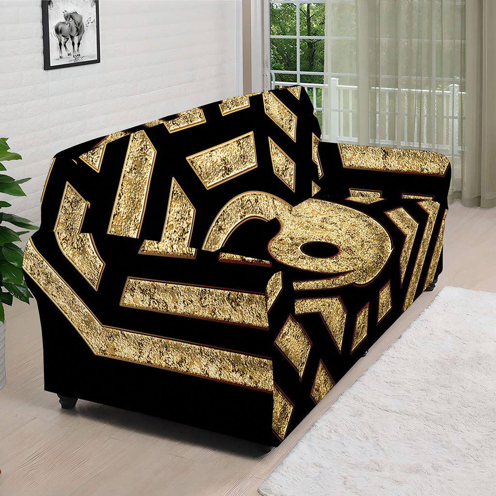 Gold Bagua Yin Yang Print Sofa Cover