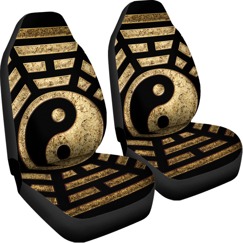 Gold Bagua Yin Yang Print Universal Fit Car Seat Covers