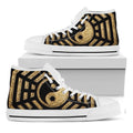 Gold Bagua Yin Yang Print White High Top Sneakers