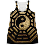 Gold Bagua Yin Yang Print Women's Racerback Tank Top