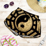 Gold Bagua Yin Yang Print Women's Shorts