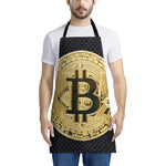 Gold Bitcoin Symbol Print Apron